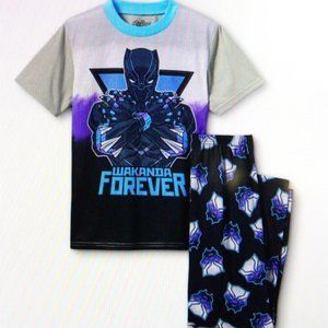 Boys Marvel Black Panther 2 pc Short Sleeve Top & Pants Pajama Set Gray 16/18 XL